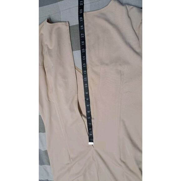 Women Dress Lace V Neck Ruffle Sleeve Casual Short Mini Dress Ligth Khaki Size M - Picture 11 of 14